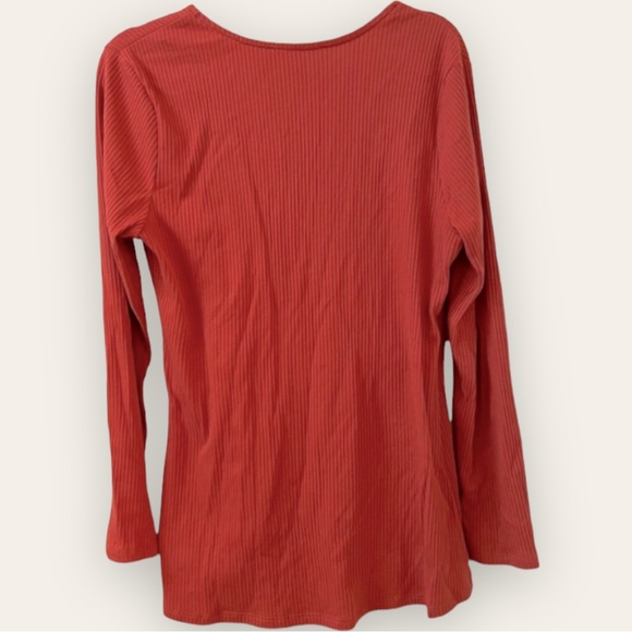 ADDITION ELLE - Tie-Front, D-Ring Ribbed Top, in Red Cinnabar - Picture 6 of 13